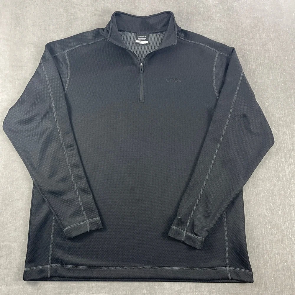 Nike Mens XL Black 1/4 Zip Pullover Dri-FIT‎ Golf CITGO Logo Top